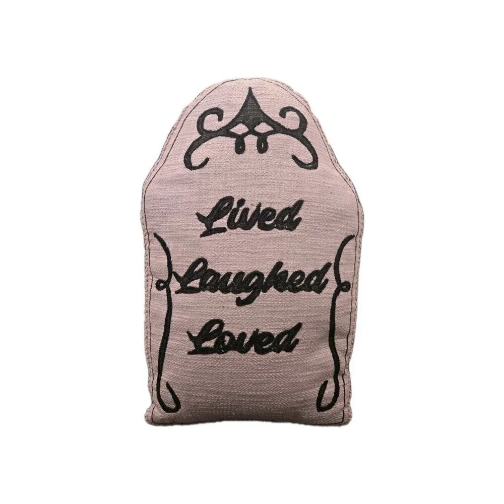 New Purple Large Halloween Tombstone Lived LAUGHED Loved Throw Pillow 18